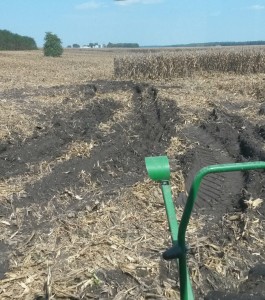 Compaction like the ruts caused this fall can lead to damaged soil structure and long-term reductions in yield.